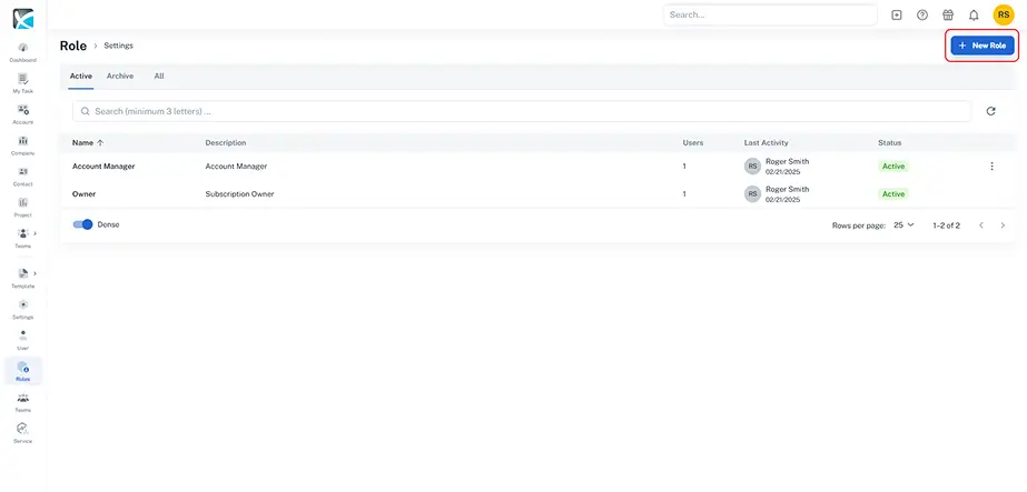 User roles and permissions-New Roles