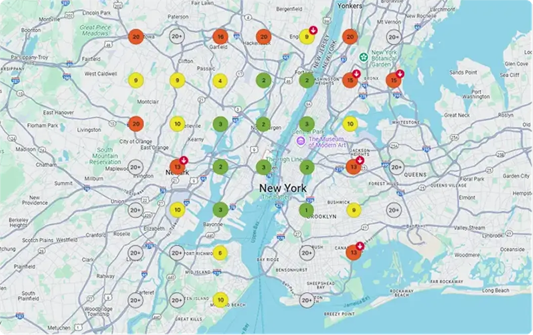 Geo-Grid Visualizing - Service Radius