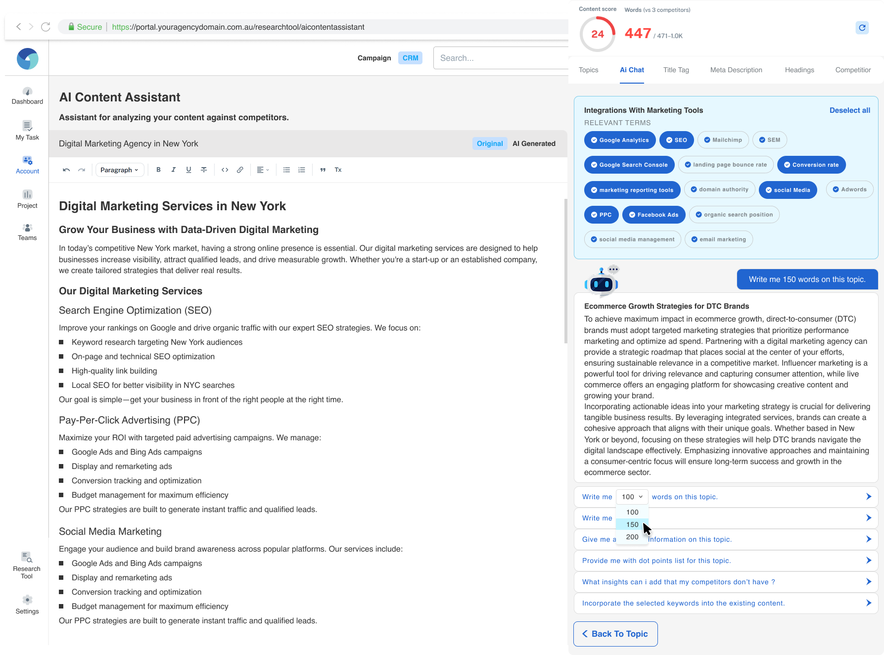 Real-time SEO scoring